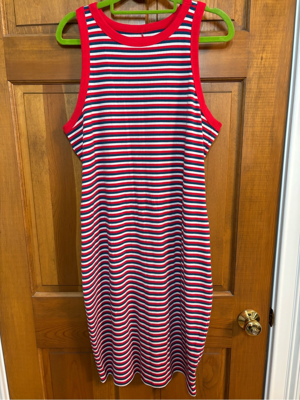 Torrid size 1 super soft rib knit dress in red white and blue stripe stretchy!
